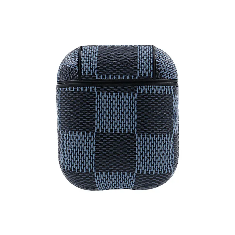 Blue grid AirPods беспроводной кожаный необычный текстурный узор чехол для гарнитуры для iPhone AirPods1 поколение 2 поколение зарядный чехол для гарнитуры - Цвет: Blue grid