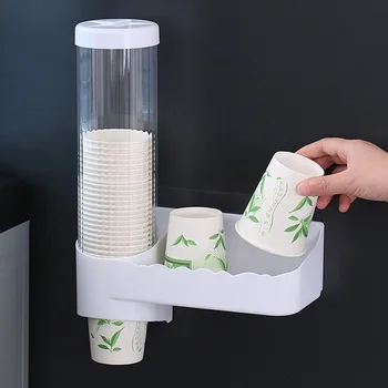 

Pull Type Automatic Organizer Wall Mounted Anti Dust With Storage Holder ABS Hospital Disposable Cup Dispenser Home Office