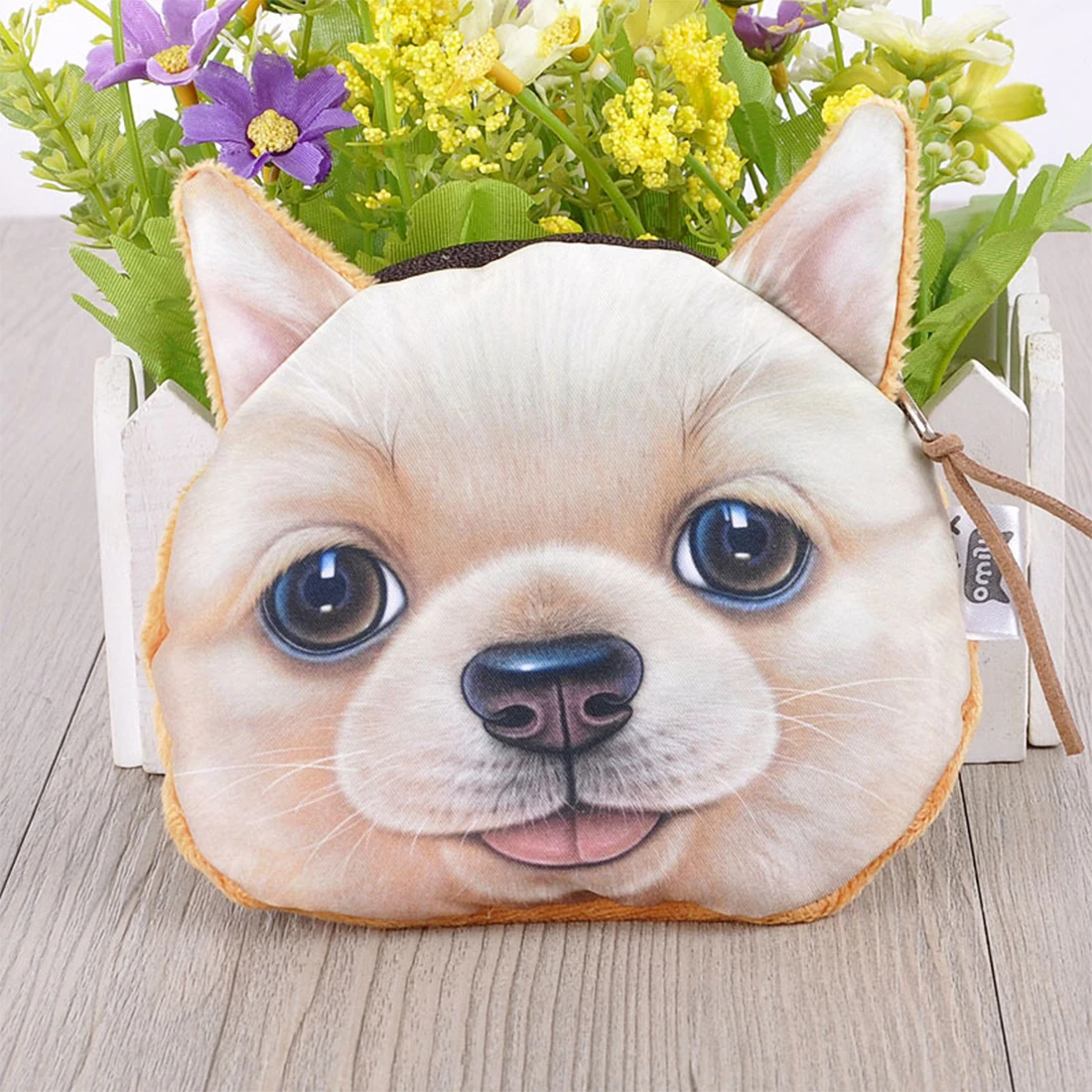 Милый плюшевый Кошелек для монет с 3D лицом собаки кошельки кошелек мультяшными
