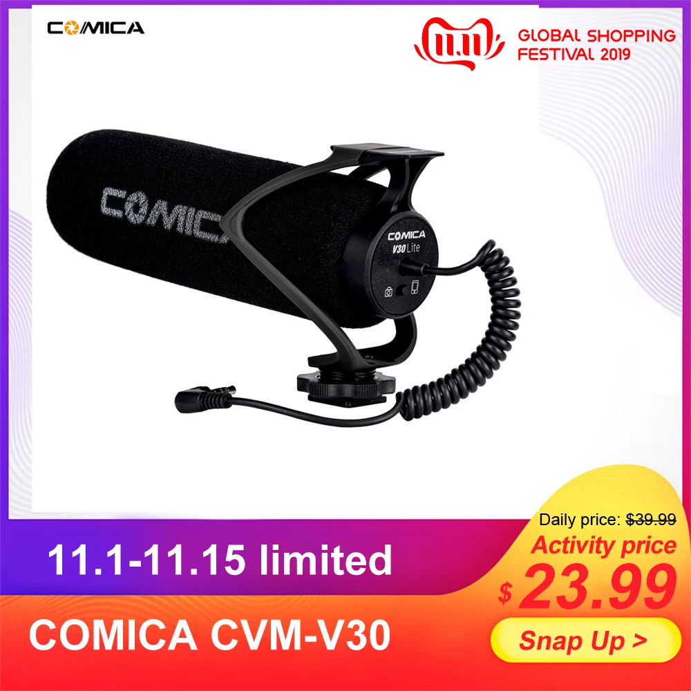 COMICA CVM-V30 LITE микрофон с супер-Cardioid диаграмма направленности Холодный башмак дизайн конденсаторный микрофон для смартфона Камера черный, красный
