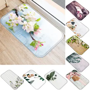 

Flower Leaves Plant Pattern Non-Slip Rug Door Mat Kitchen Bathroom Floor Carpet strong water absorption, keeping the floor dry.