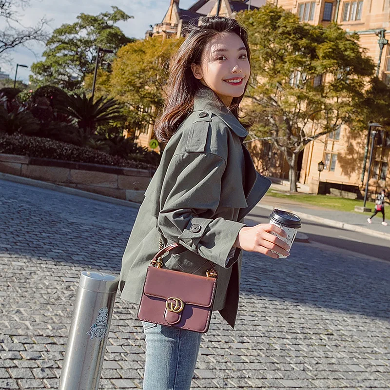 

Photo Shoot Simple Elegant Khaki Short Trench Coat Women's CHIC Early Autumn Suit Collar Loose-Fit Students Versatile Coat