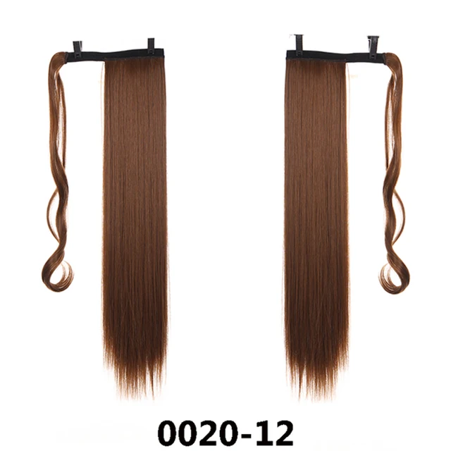 MSTN 24 Inches Long Synthetic Straight Ponytails for Women Natural Clip In Ponytail Hair Extension Hairpieces Blonde Fake Hair 0020-12