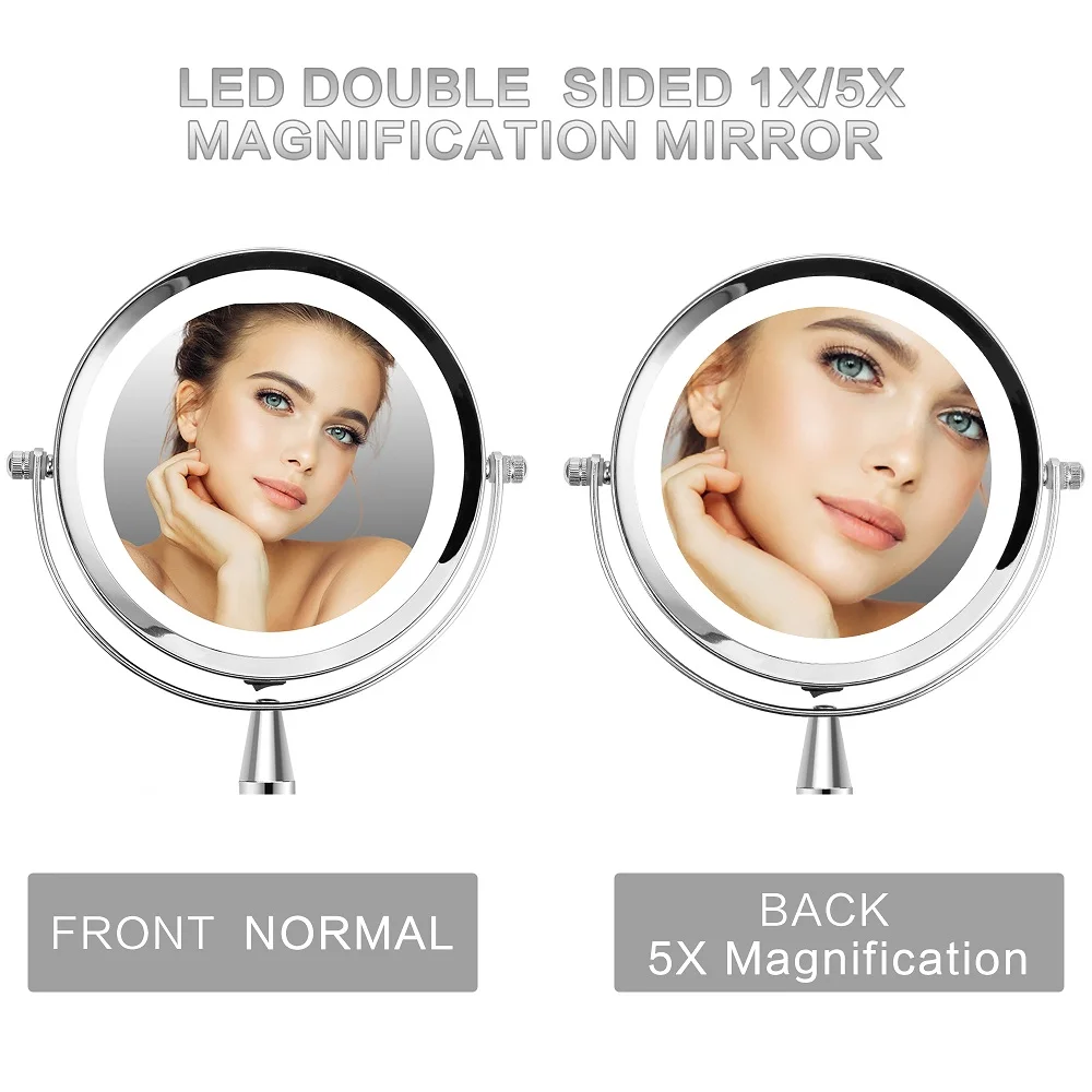 Espejo de baño telescópico montado en la pared, espejo de maquillaje LED  ajustable, amplificación táctil 10x, espejo de luz suave para maquillaje, 8  pulgadas - AliExpress