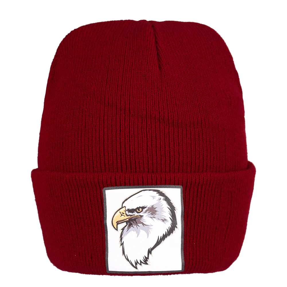 Унисекс вязаная шапка Зимняя Skullies женская красная лысый орел хлопок тонкая теплая шапка мужская повседневная безрукавка сплошной цвет Хеджирование шапка