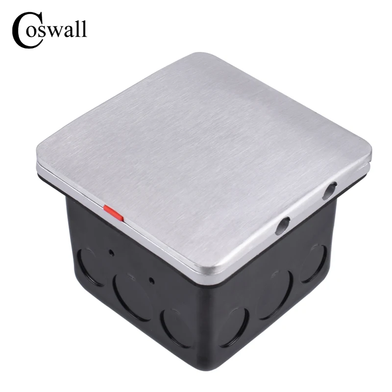 Coswall Panel de aluminio plateado IP55 toma corriente estándar impermeable 16A UE con doble puerto