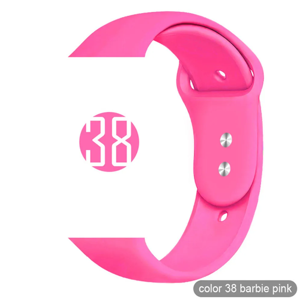 Какой ремешок для Apple Watch, ремешок, браслет серии 1 2 3 4 5, мягкий силиконовый сменный ремешок для iWatch 38 мм 40 мм 42 мм 44 мм - Цвет: 38