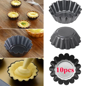 

Nonstick Ripple Aluminum Alloy Egg Tart Mold Flower Shape Reusable Cupcake and Muffin Baking Cup Tartlets Pans 10Pcs/4Pcs