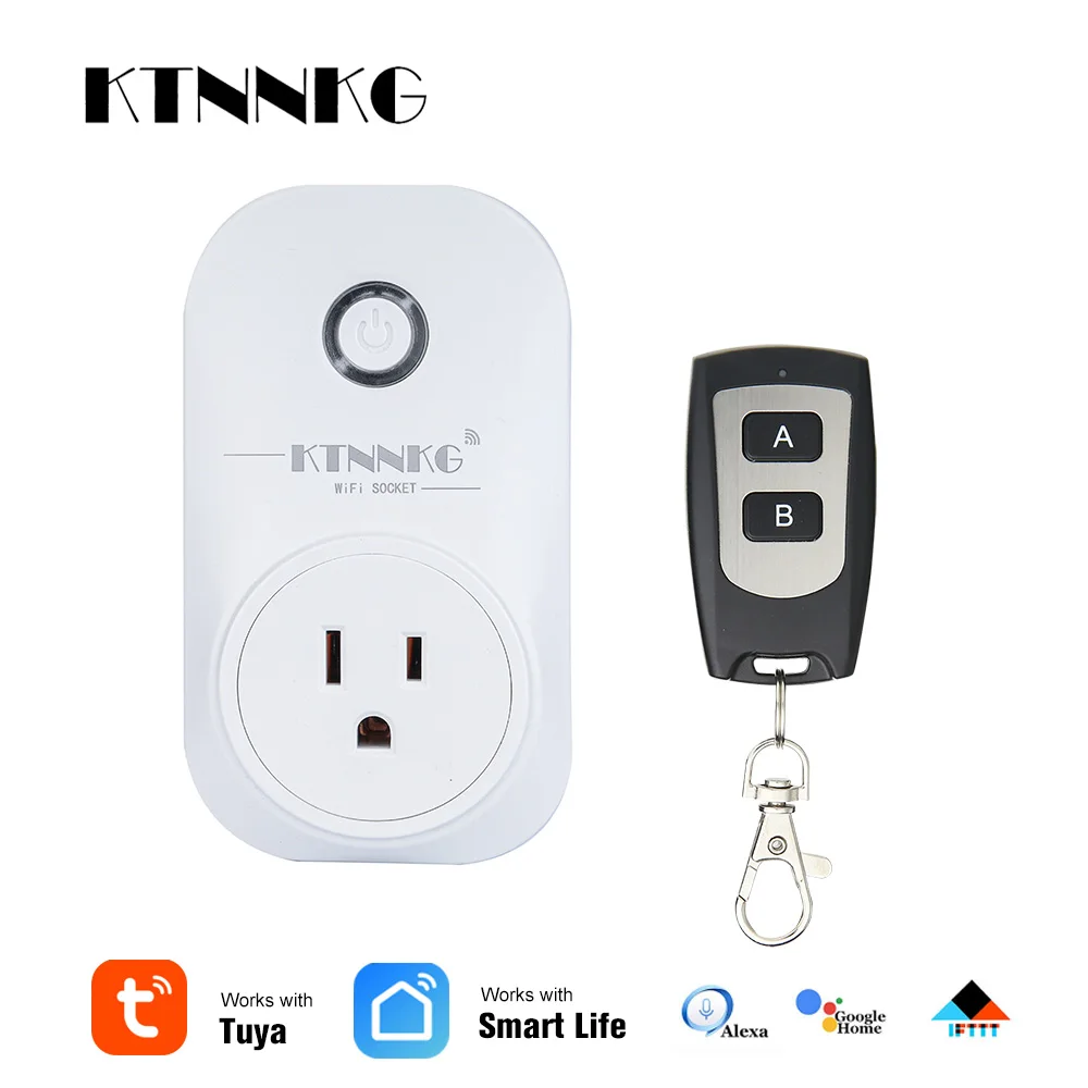

TUYA soket US/UK/EU smart life can work with remote control Support Google Home Amazon Echo Alexa Voice Control App Timer Light