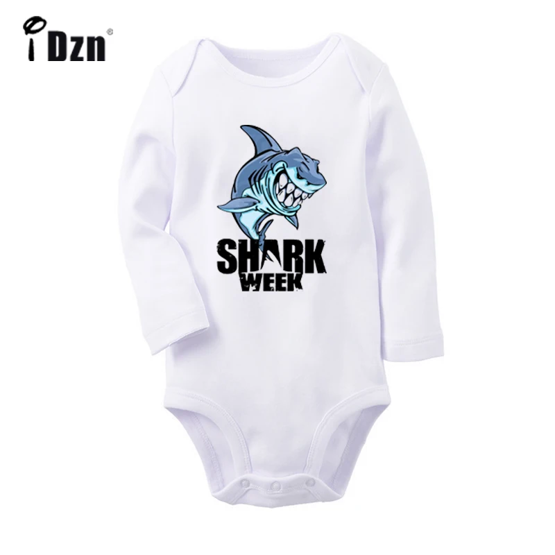 YbBaby2214WC Боди для новорожденных с рисунком акулы из мультфильма «я пережила эту неделю», боди с длинными рукавами для малышей, комбинезон, хлопковая одежда, подарок - Цвет: YbBaby2214WC