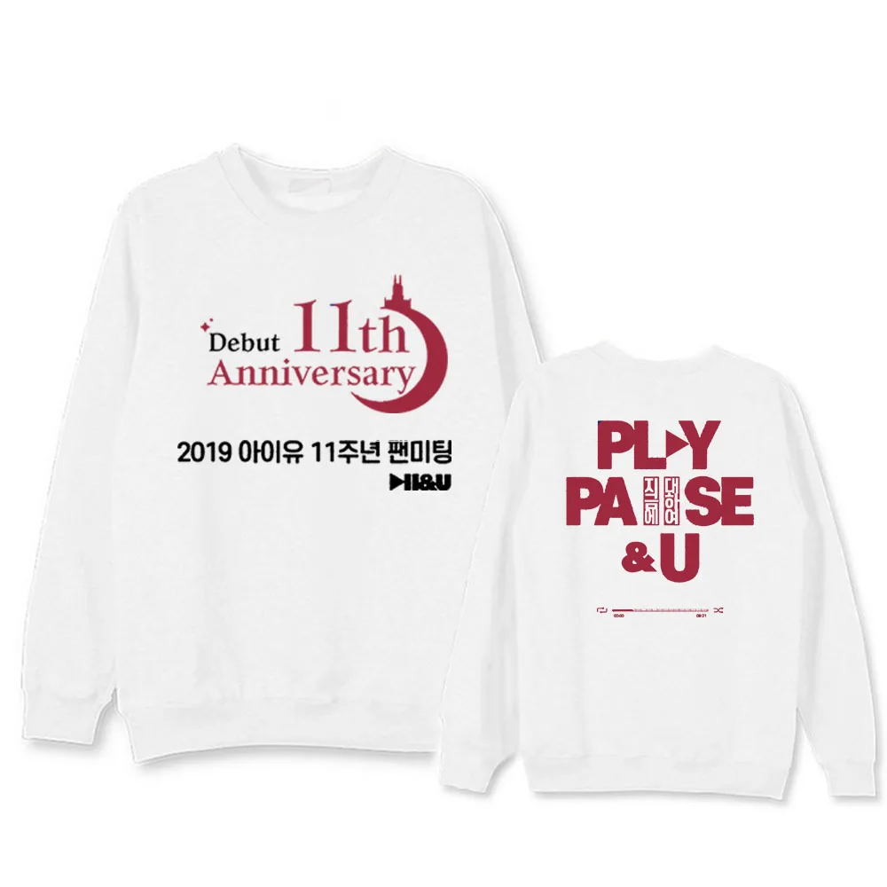 IU Lee Ji-eun KpOP debut 11th anniversary fan meeting вокруг поддержки свитера с круглым вырезом плюс Мужская Женская толстовка - Цвет: WY01