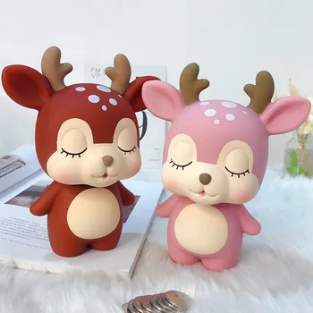 

Cute Deer Piggy Bank Creative Coin Bank Money Box Piggy Bank Adorable Gift Saving Pot Tabletop Decoration Figurines Gift
