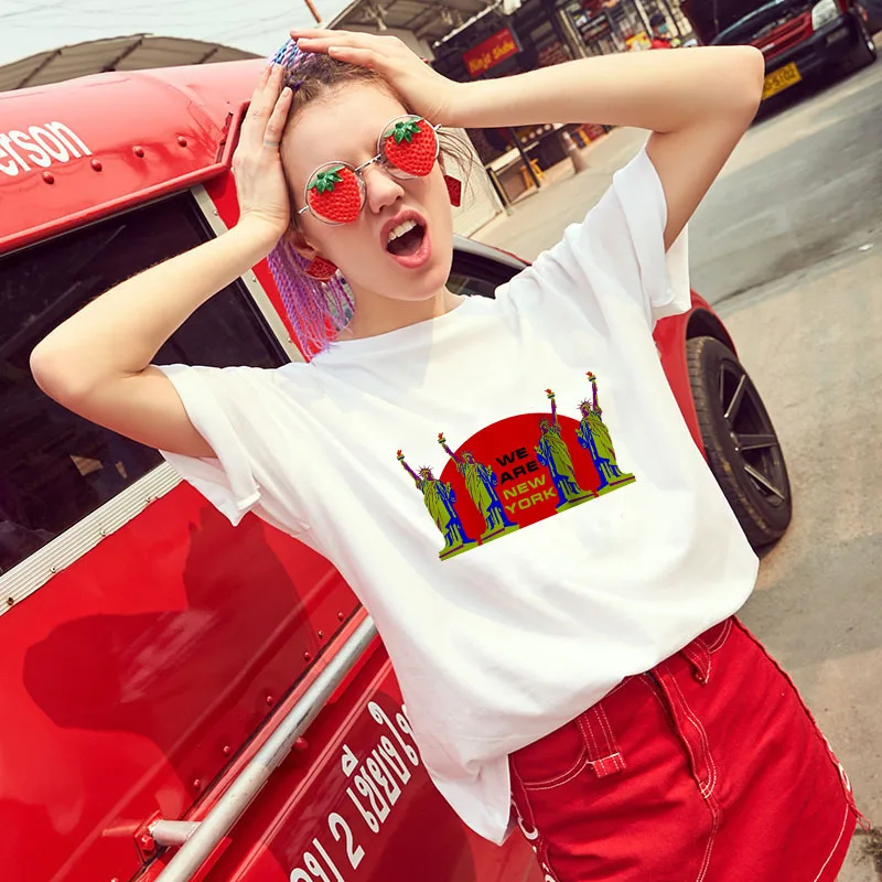 Showtly we are new york/женская одежда с надписью kawaii модные футболки Бесплатная доставка