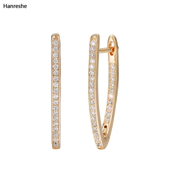 

Hanreshe Studs Earrings Trendy Jewelry Gold Delicate Natural Zircon Stud Earrings for Woman Girls Gift Engagement Copper Earring