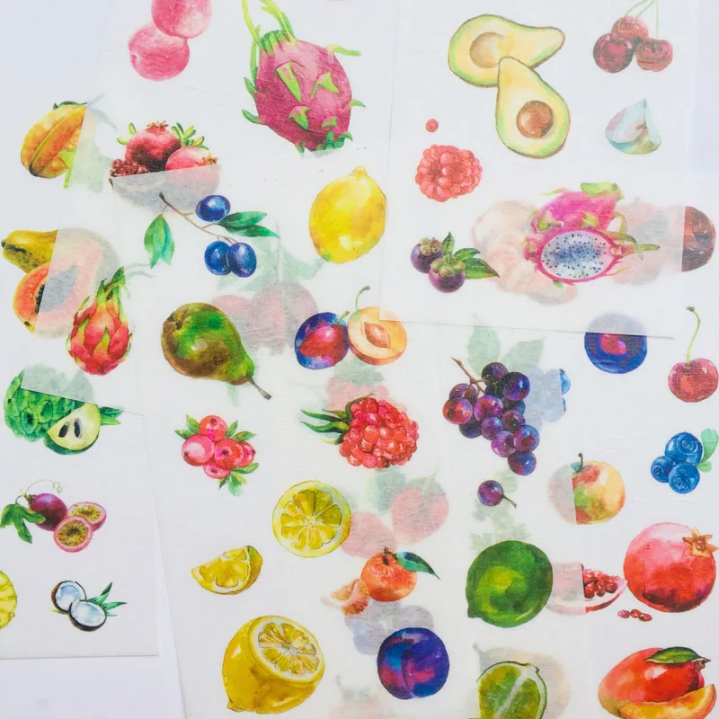6 Sheets Fresh Colorful Fruits Washi Paper Decorative Stickers Computer Notebook Decor 6 Sheets Fresh Colorful Fruits Washi Paper Decorative Stickers Computer Notebook Decor