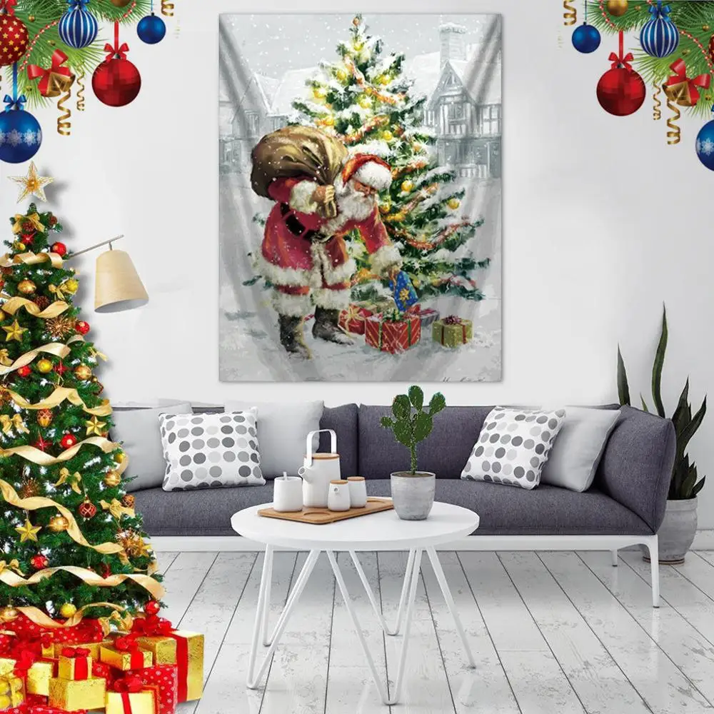 Гобелен Рождество настенный Санта-Клаус Декор одеяла пляжный ковер Рождественский Декор 29x37In tapiz pared grande tela# 2F