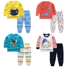 Унисекс 6M-3 лет 2 шт./компл.; детские пижамы; Новинка; сезон осень-зима детские Комплект одежды из хлопковой ткани, одежда для малышей, для маленьких мальчиков и девочек Одежда на День Благодарения