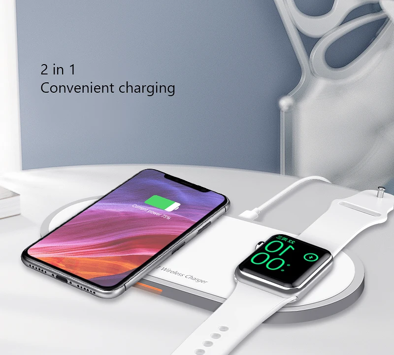 VVKing Беспроводное зарядное устройство для iPhone Xs Max samsung S9 для Apple Watch 4/3/2/1 магнитное Беспроводное зарядное устройство 2 в 1 быстрая зарядка