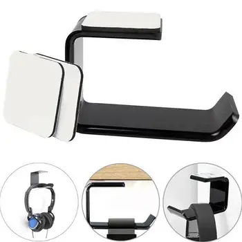 

Simple Headphone Stand Hanger Hook Tape Under Desk Dual Headset Mount Holder Easy to Use