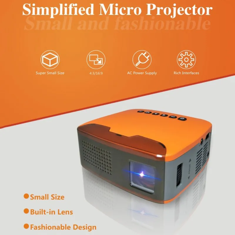 

Top New Excellent MY20 Portable LCD Projector Support 1080P With AV / USB / SD /for HDMI Card Build-in Speaker