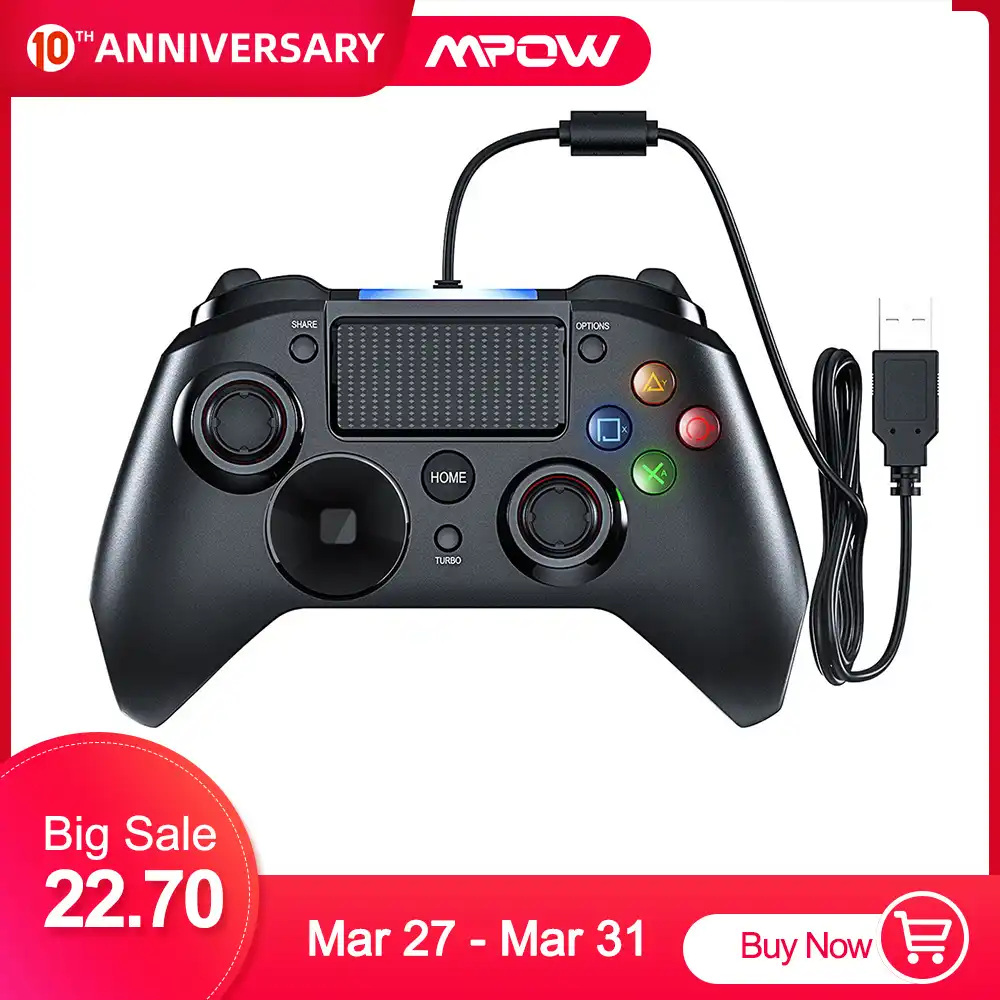 PS4 Controller, USB Wired Dual Vibration PS4 Remote Controller with