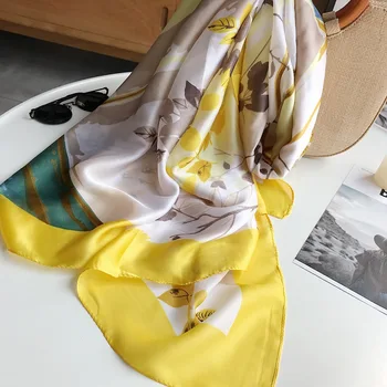 

spring Autumn New Silk Scarf women's Korean version versatile long scarf sunscreen beach shawl dual purpose Tencel Satin scarf