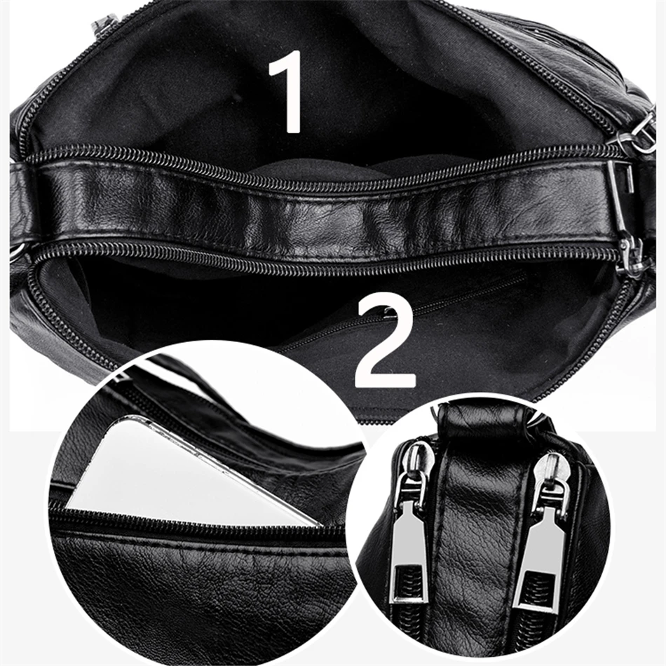 Multiple pockets Soft Leather Hand Bags For Women Luxury Handbags Women Bags Designer Shoulder Crossbody Bags