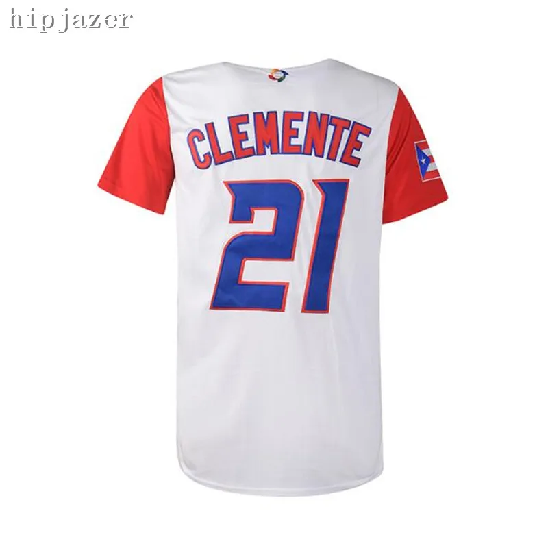 Movie jerseys Men PUERTO RICO Baseball Jersey 21#Clemente Whtie For street hiphop baseball tops