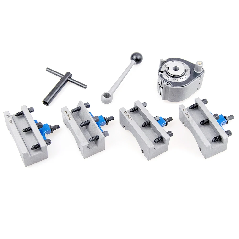 

Quick Change Tool Lathe Swing Dia.150~300mm QCT Post Turret Kits include 1pcs tool post+4pcs Tool Holders TOOA1