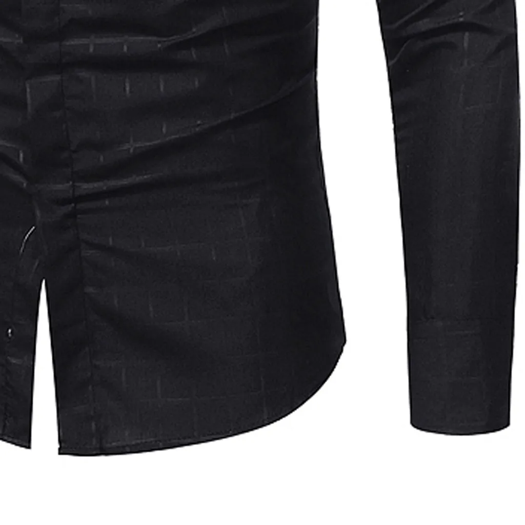 Для Мужчин's Повседневное с отложным воротником на пуговицах Slim Fit Тап и рубашка с длинным рукавом Блузка