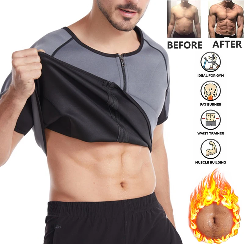 

Мужской неопреновый костюм-сауна для похудения, тренажер для талии, шейпер для тела, компрессионная рубашка на молнии, женские топы, шейпер, одежда для похудения и потери веса