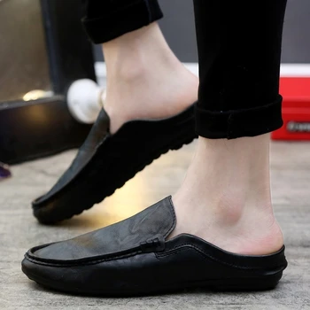 

2019 new men leisure shoes drive heelless shoes han edition men's shoes slippers breathable doug shoes