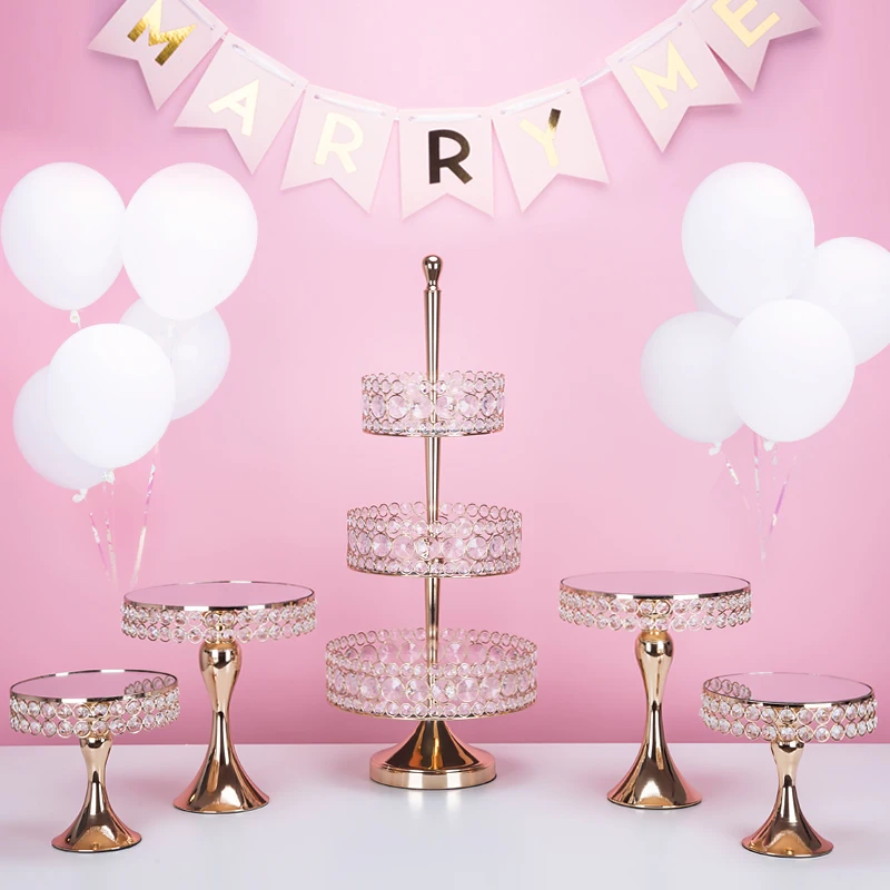 

cupcake stand mirror face 2/3 tiers gold &silver cake tools for party