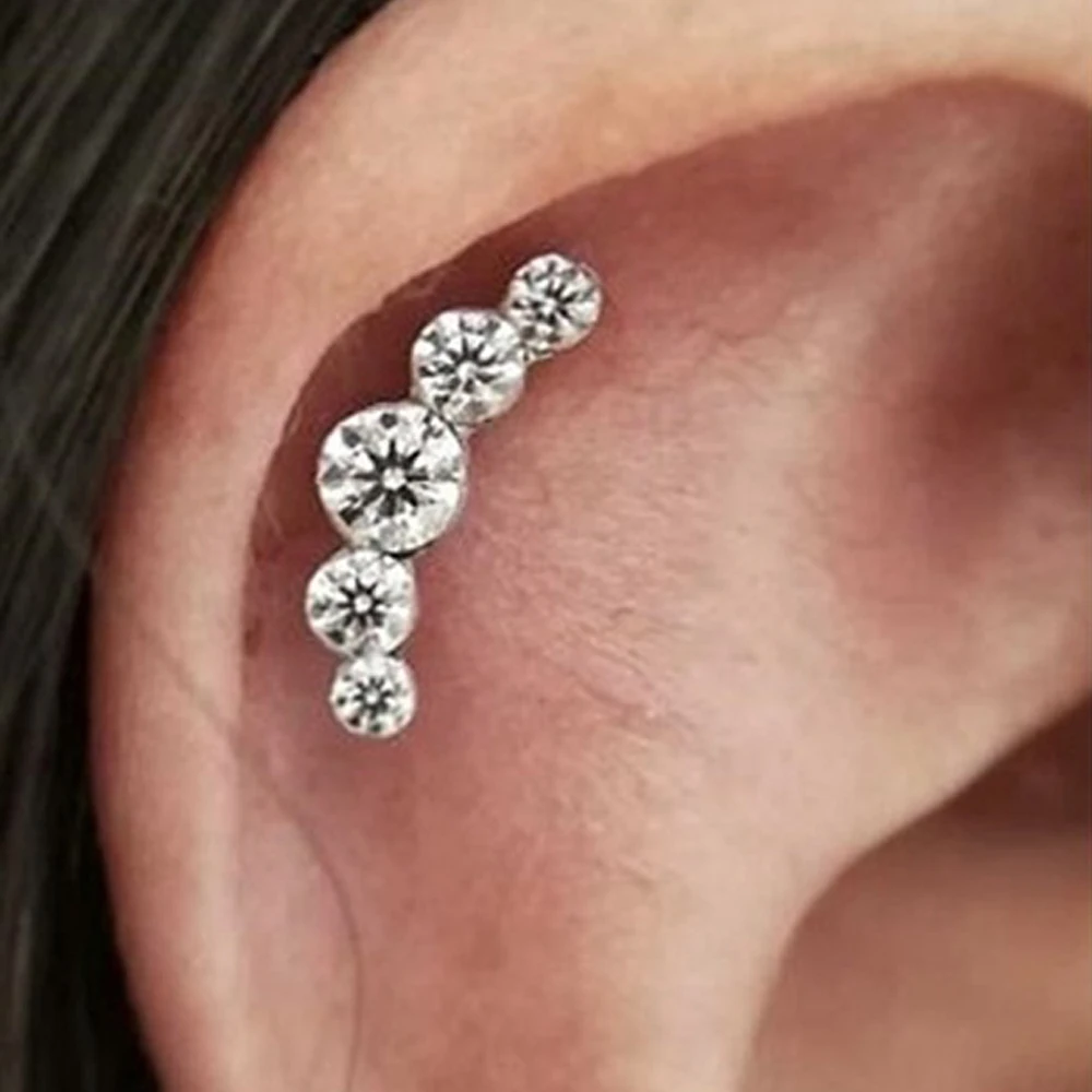 Cartilage Helix Tragus Stud Earrings 1PC Ear Nail Stainless Steel Bar Piercing Crystal Body Jewelry Accessories Gifts piercing jewelry body piercing earrings ear piercing jewelry ear studs metal jewelry body piercing jewelry body jewelry