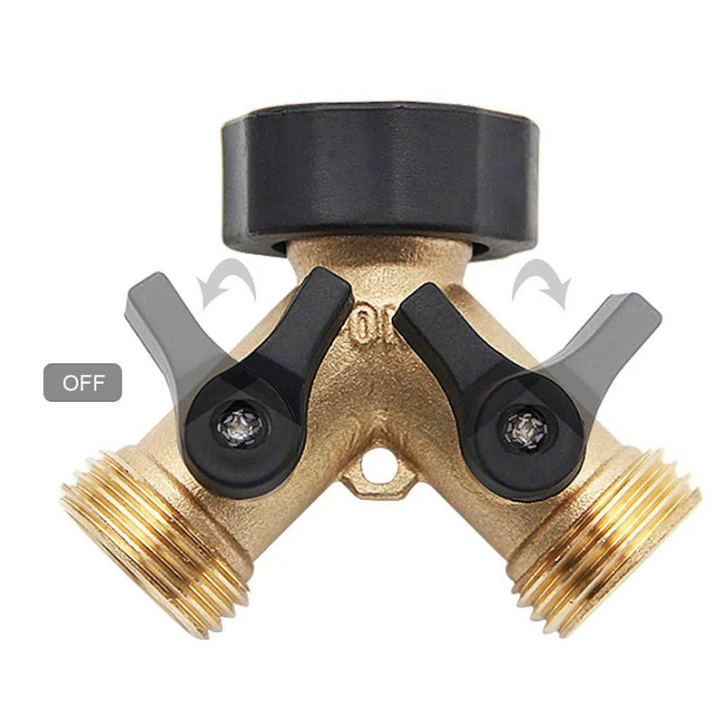 Brass 2/4 Way 3/4" Faucet Water Splitter Y-Type Garden Hose Splitter Watering Ta