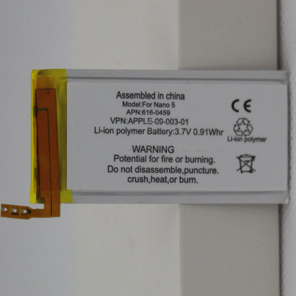Reemplazo de batería recargable de calidad original para iPod Nano 5th