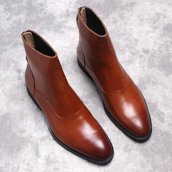 

Guangzhou Men's Zipper Men's Boot Retro Martin Men's Boot Leather Boots Fashion Tube Leather Men's Denim Short Boots