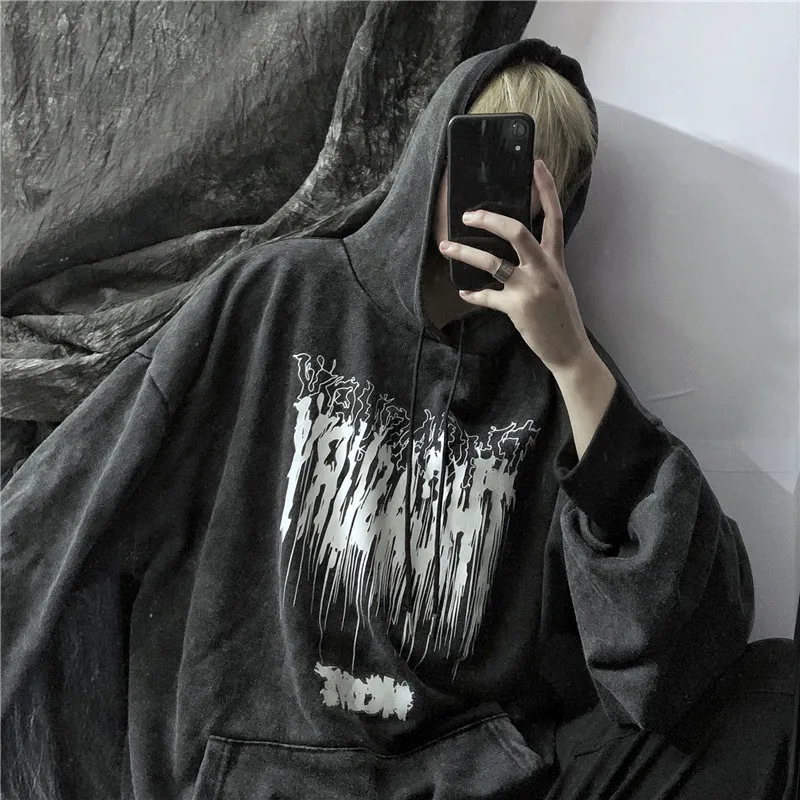 

Oversized Hoodie Sweatshirt Harajuku Hip Hop Goth Long Sleeve Korean Y2k Tops Jacket Black Gothic Women Clothing Gothic Pullover
