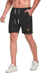 Short décontracté pour hommes, taille élastiquée, avec poches, été 