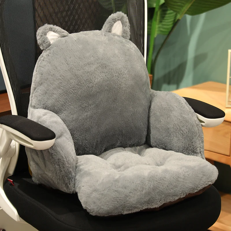 thumbnail image 1 of Cojín para silla de oficina de felpa con dibujos de animales, soporte Lumbar antideslizante rosa, almohadas suaves y cómodas, regalo para estudiantes, 1 of 5