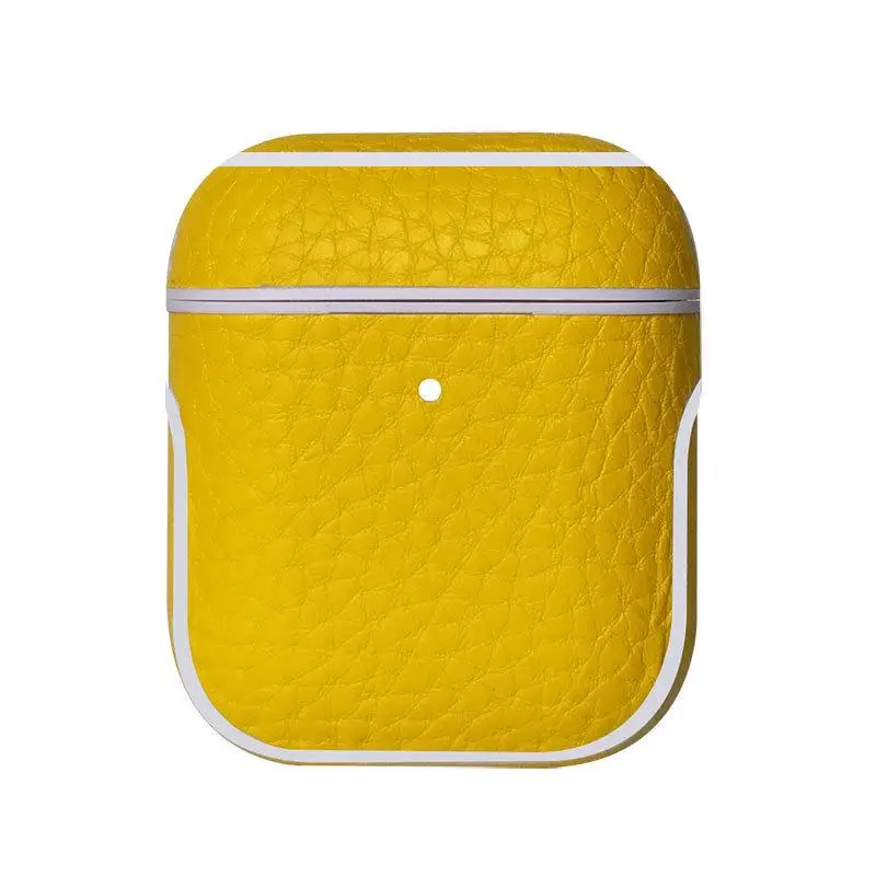 Чехол из искусственной кожи для Apple airpods зарядный чехол беспроводной bluetooth-наушник протектор для наушников для подушек безопасности - Цвет: 05 yellow