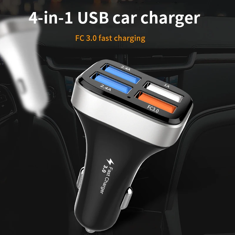 USB Car Charger 4A Fast Phone Charging Charger Adapter For Car For Samsung S10 Plus Xiaomi Redmi Note 7 IPhone XR XS 8