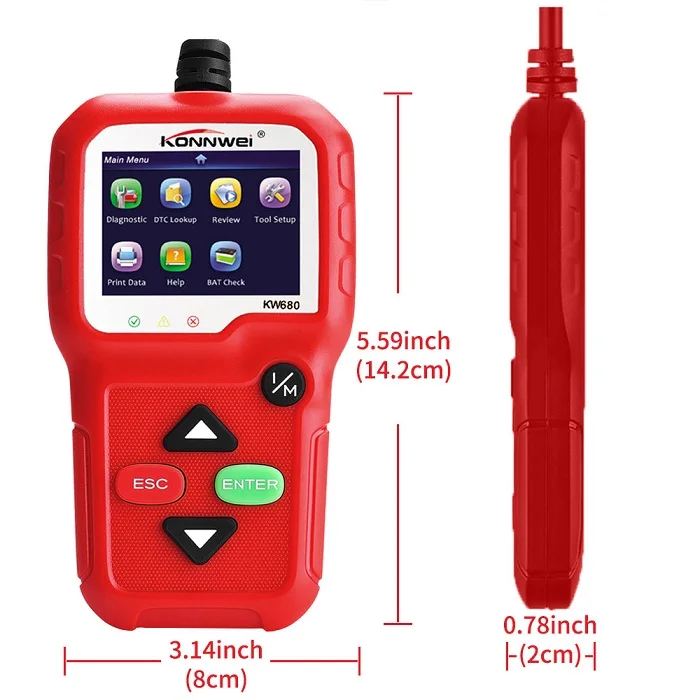 OBD2 сканер Бортовая Диагностика машины Инструмент KONNWEI KW680 чтение ясные Коды ошибок русский полный obd2 функция Автомобильный сканер - Цвет: Красный