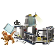75927 jurássico mundo blocos de construção jurássico mundo breakout observação deck laboratório bloco de construção compatível dinossauro brinquedos