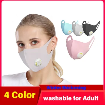 

OLOEY Winter thickened ice silk washable warm cotton mask with breathing valve dust mask for men and women