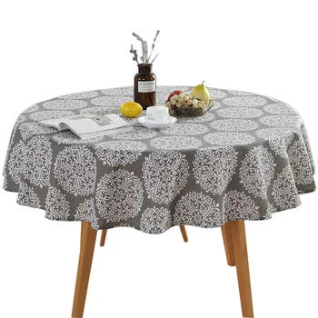 

150cm Party Vintage Printing For Kitchen Washable Round Home Use Nordic Patio Garden Table Cloth Wear- Resisting Decoration
