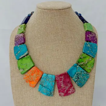 

19" Mixed Color Sea Sediment Imperial Jasper Graduated Necklace