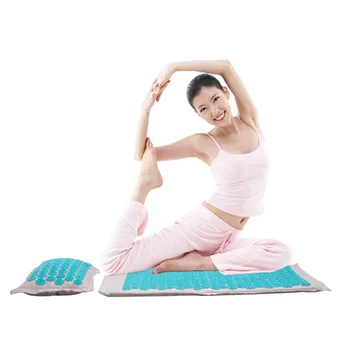Nature Linen Coconut palm Massage Yoga mat sport pillow mat with bag Lotus Spike Acupressure