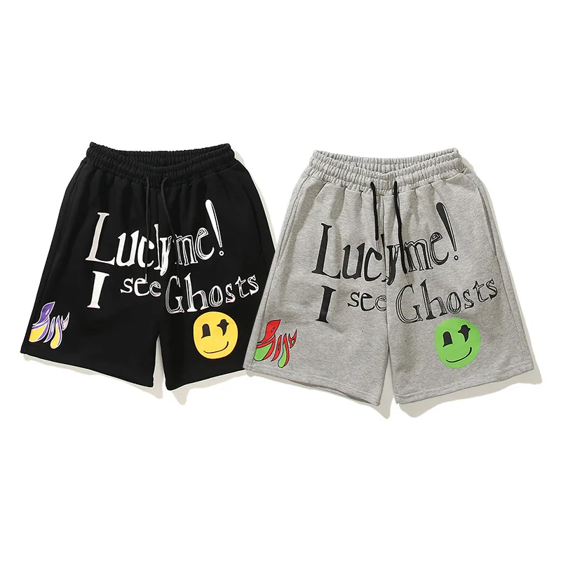 Kanye West, 2021 de las mujeres de los hombres de alta calidad de algodón chico ver fantasmas pantalones cortos Hip Hop suerte Me ver fantasmas diseño de logotipo Pantalones