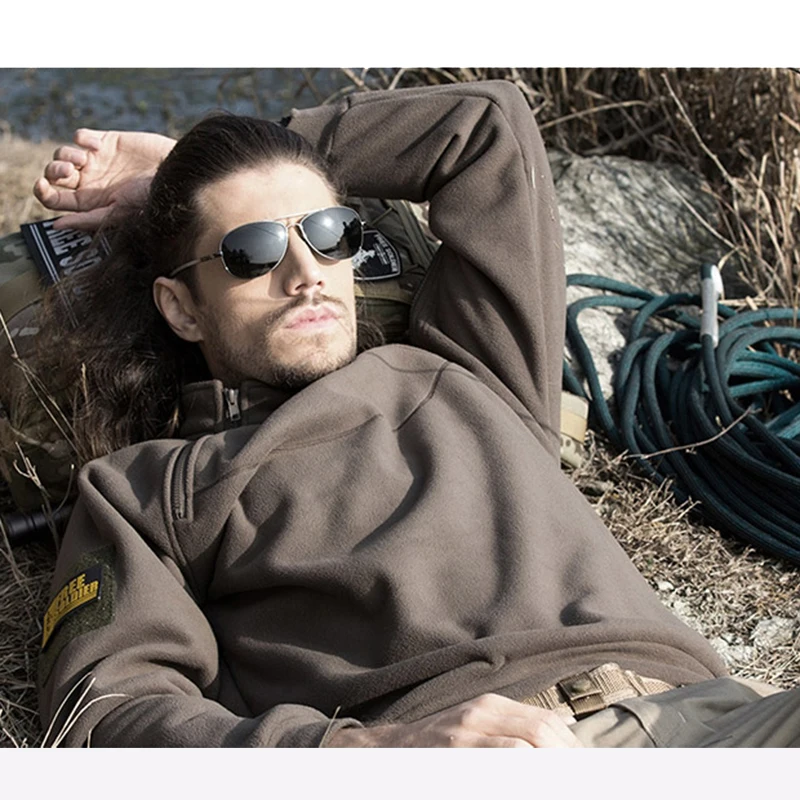 US Men's Tactical Outdoor Jacket Hunting Clothes Warm Zippers Fleece Pullover Man Windproof Spring Winter Coat Thermal Underwear